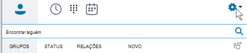 Opções do menu principal do Skype for Business