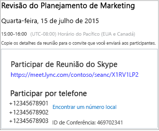 Exemplo de tela mostrando detalhes da reunião