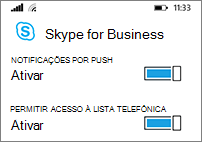 Receber notificações por push e pesquisar o seu telefone ao pesquisar por contatos