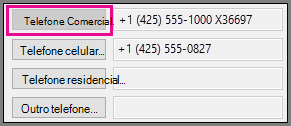 O Número de Telefone Comercial fica acinzentado.