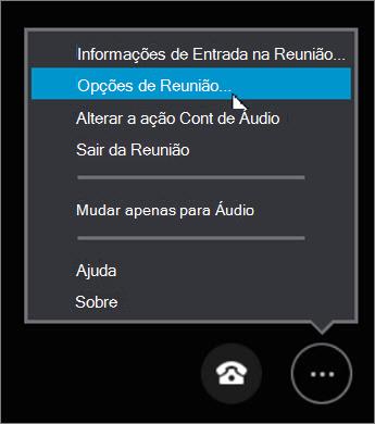 Clique em Mais Opções > Opções de Reunião...