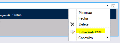 Editar comando da Web Part no menu da Web Part