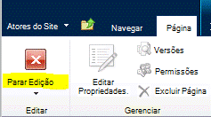 Botão Cancelar Edição na Guia Página