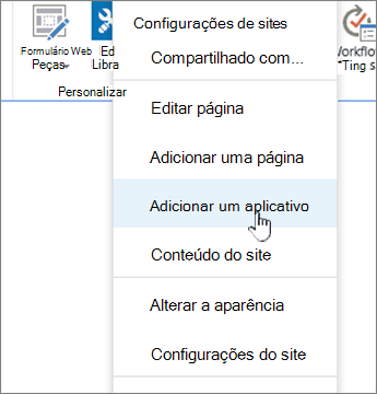 Adicionar um aplicativo (lista, biblioteca)