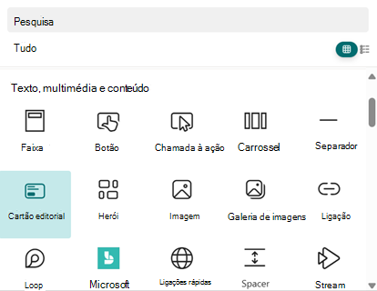 Utilizar a peça Web Cartão Editorial | Microsoft Support