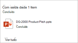 É apresentada uma caixa de diálogo a indicar que ficheiros deu saída.