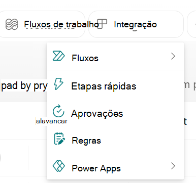 Captura de tela que mostra o menu suspenso com a opção Configurar Aprovações.