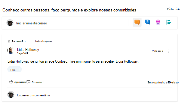 Imagem da Web Part do Yammer no site do departamento