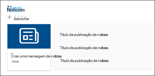 Visualização da Web Part de Notícias.