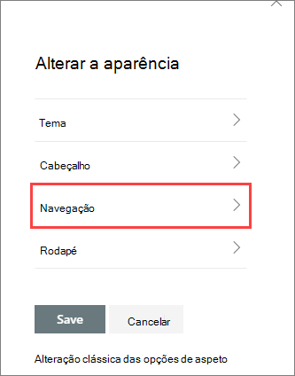 Imagem de alterar as opções do painel de aparência