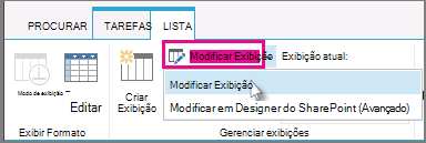 Modificar um modo de exibição