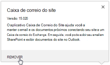 Remover uma caixa de correio da equipe.