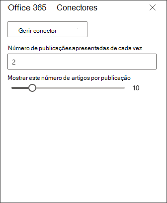 Captura de tela do painel de edição do conector do Office 365