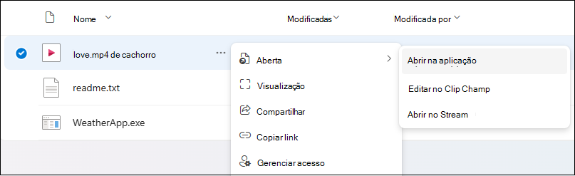 Use abrir no aplicativo para abrir o arquivo no arquivo da área de trabalho