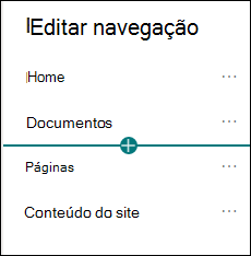 Adicionar caixa de diálogo para um menu de navegação do site de comunicação com a opção de link selecionada
