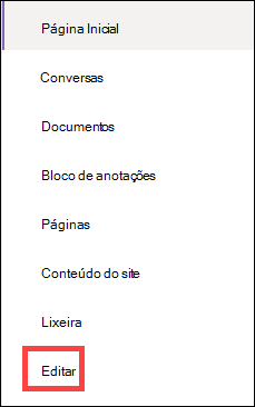 Menu de navegação vertical.