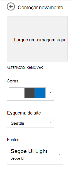 Personalizar o tema selecionado