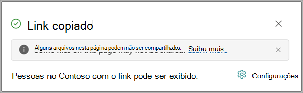 Menu Partilhar com a página Partilhar, Copiar ligação para a página, Enviar para e-mail e Viva Engage opções.