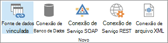 Novos botões de opção de conexão de dados