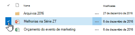 Selecione um arquivo clicando na marca de marca à esquerda do nome