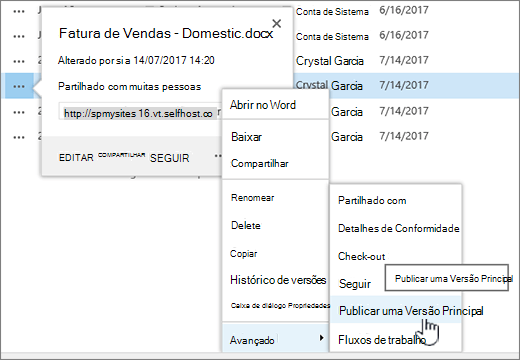 Clique em Publicar uma versão principal