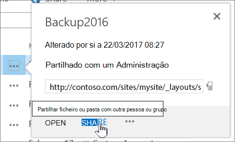 Clicar em Compartilhar em um arquivo