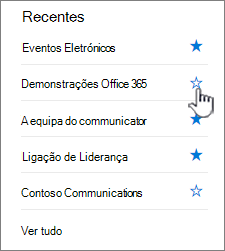 Clique no início oco ao lado de um site para segui-lo.