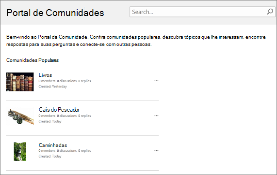 Exemplo de portal de comunidade