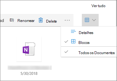 Vista em mosaico na biblioteca de documentos