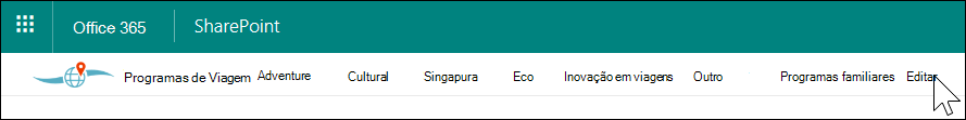 Navegação do hub do SharePoint