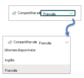 Menu pendente Idioma