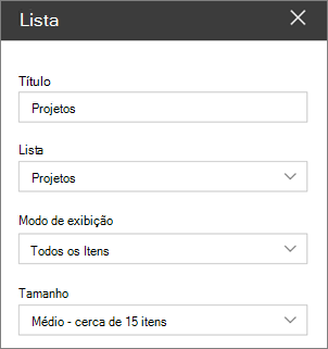 Listar definições de peças Web