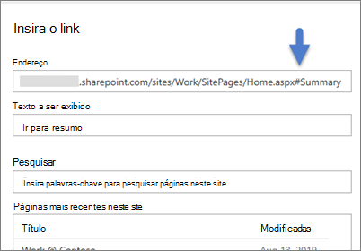 Exemplo de um link com indicador