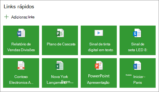 Links rápidos em um layout de bloco
