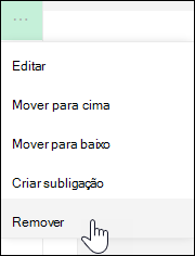 Remover uma ligação do menu do lado esquerdo