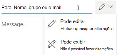 Selecione o ícone de lápis para dar aos destinatários permissão de edição ou só de leitura.