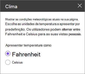 Painel de ferramentas de clima