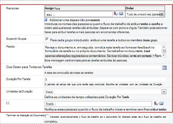 Segunda página do formulário de associação com identificação dos campos de formulário de inicialização