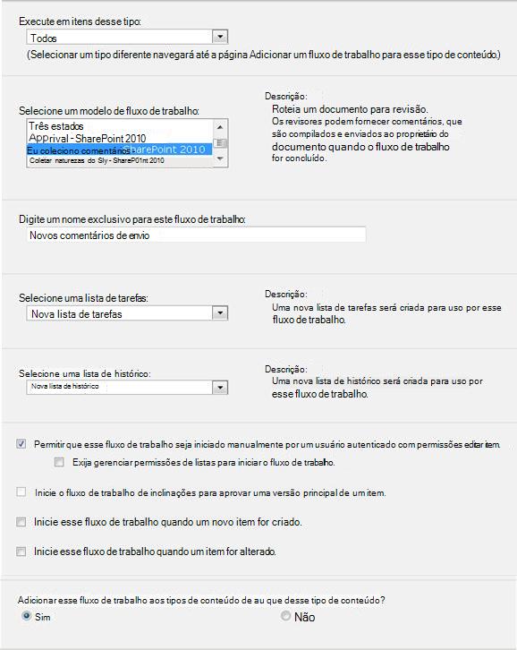 Primeira página do formulário de inicialização