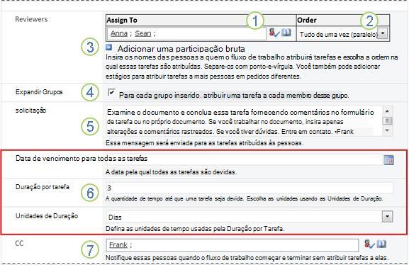 Formulário de inicialização com textos explicativos numerados
