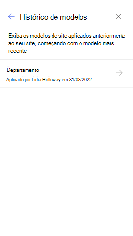 Captura de ecrã a mostrar o painel histórico do Modelo