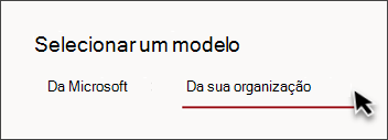 Imagem do separador no seletor de modelos de site que diz Da sua organização