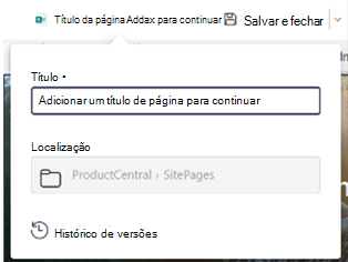 Caixa de título na barra de comandos