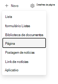 Criar um ponto de entrada de página