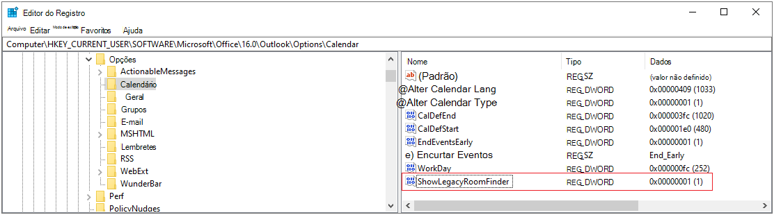 Uma imagem do registro do Windows.