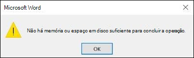 Erro de não há memória suficiente no Office