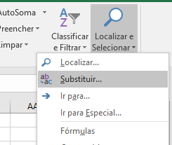 Comando Substituir na faixa de opções