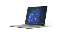 Mostra o Surface Laptop Go 2 aberto e pronto para uso.