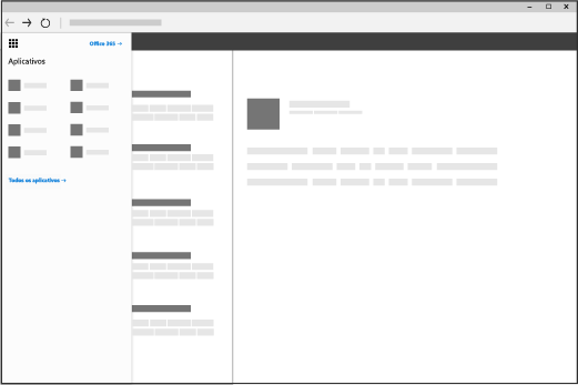 É aberta uma janela do navegador com o Inicializador de aplicativos do Office 365