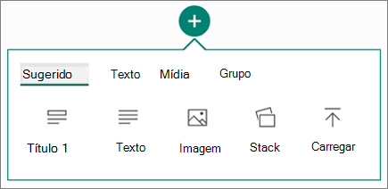 Captura de tela da opção Inserir Conteúdo.